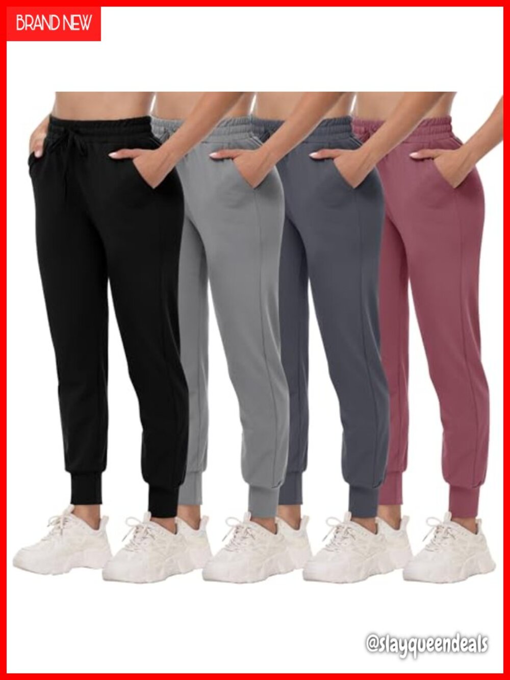 4 Pack Women's Joggers Sweatpants with Pockets Polyester Spandex Comfy Workout